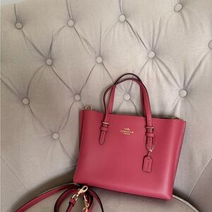 Coach Pink Pebbled Leather Mini Tote with Detachable Strap